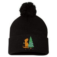 Cute T Rex Christmas Tree Pom Pom 12in Knit Beanie