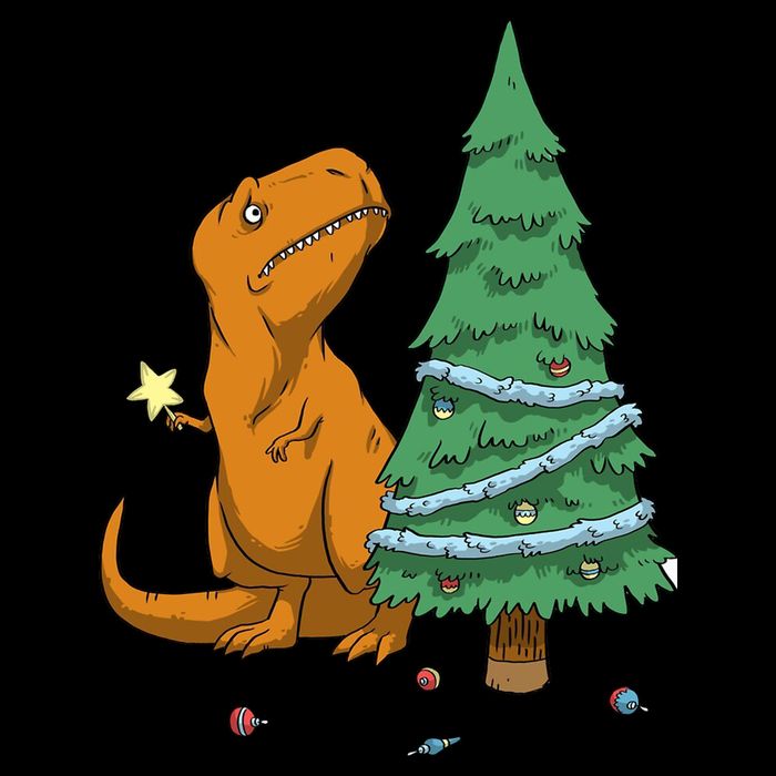 Cute T Rex Christmas Tree Pom Pom 12in Knit Beanie