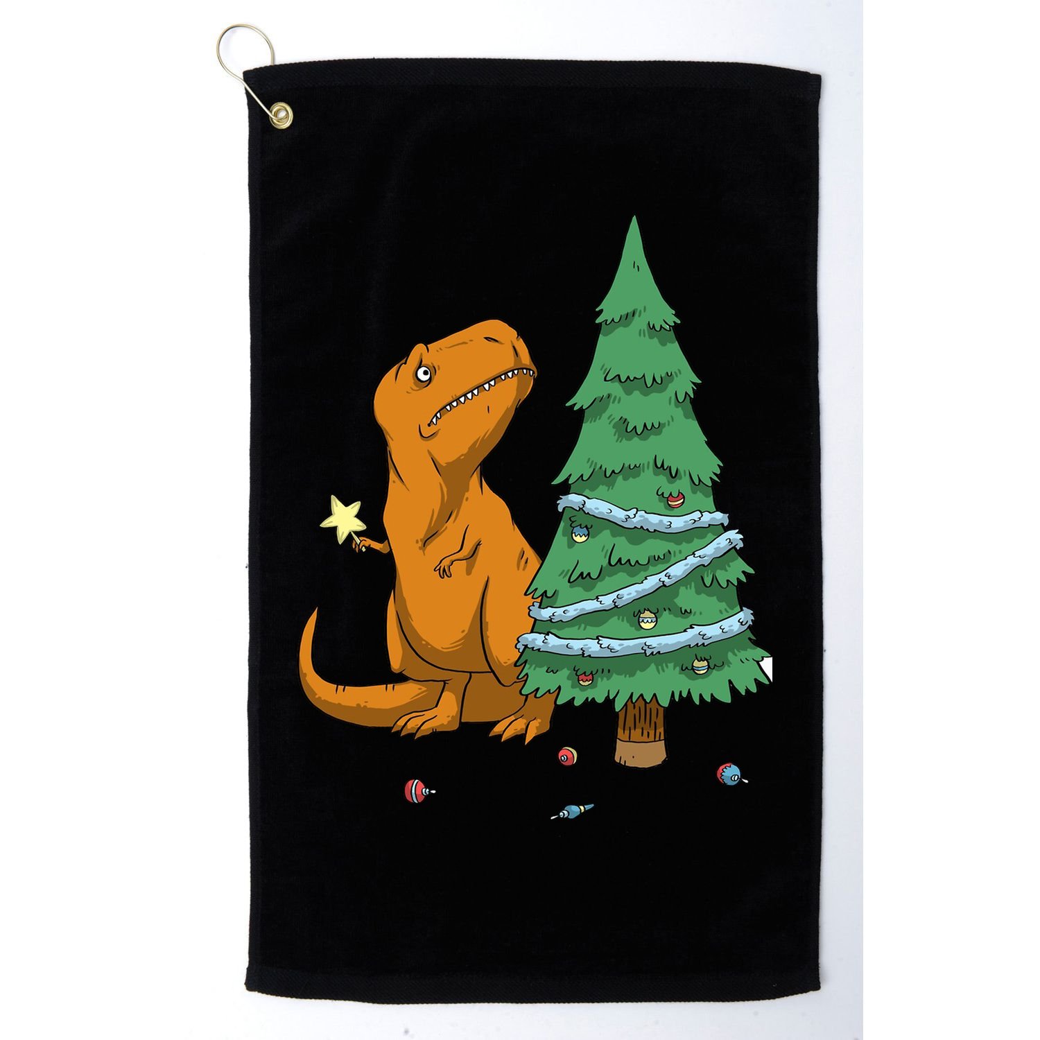 Cute T Rex Christmas Tree Golf Towel