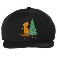 Cute T Rex Christmas Tree Wool Snapback Cap