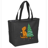 Cute T Rex Christmas Tree Zip Tote Bag