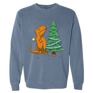 Cute T Rex Christmas Tree Garment-Dyed Sweatshirt