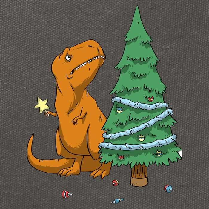 Cute T Rex Christmas Tree Cotton Canvas Backpack