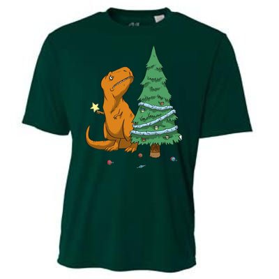 Cute T Rex Christmas Tree Cooling Performance Crew T-Shirt