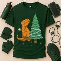 Cute T Rex Christmas Tree Performance Shirt