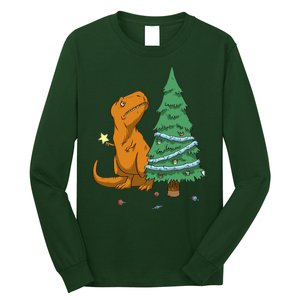 Cute T Rex Christmas Tree Long Sleeve Shirt