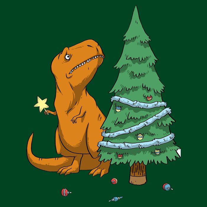 Cute T Rex Christmas Tree Button