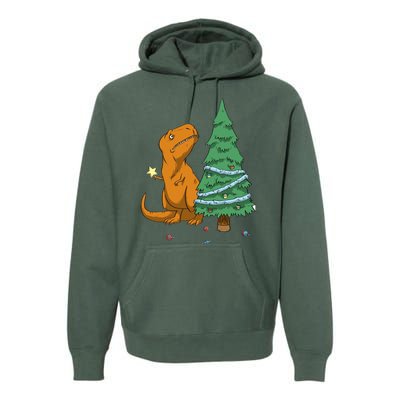 Cute T Rex Christmas Tree Premium Hoodie