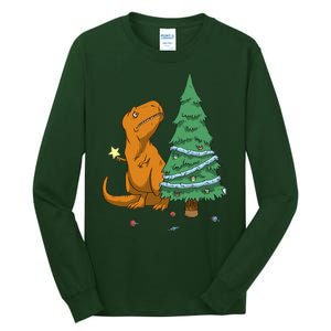 Cute T Rex Christmas Tree Tall Long Sleeve T-Shirt