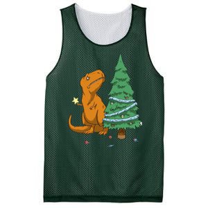 Cute T Rex Christmas Tree Mesh Reversible Basketball Jersey Tank