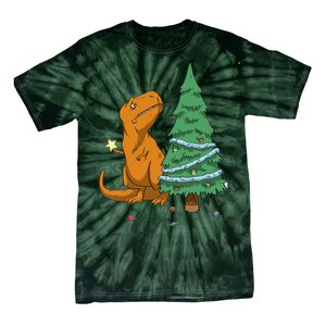 Cute T Rex Christmas Tree Tie-Dye T-Shirt