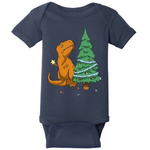 Cute T Rex Christmas Tree Baby Bodysuit