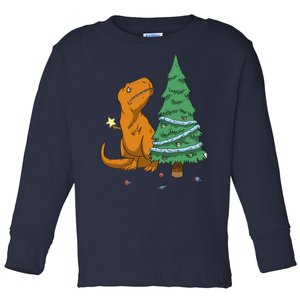 Cute T Rex Christmas Tree Toddler Long Sleeve Shirt