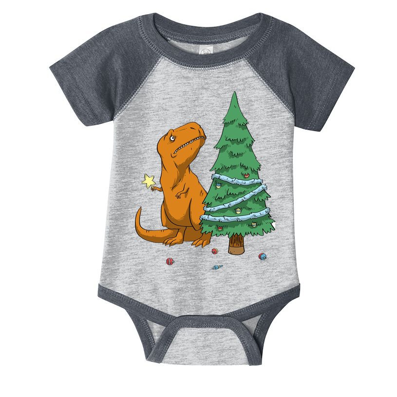Cute T Rex Christmas Tree Infant Baby Jersey Bodysuit