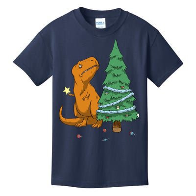 Cute T Rex Christmas Tree Kids T-Shirt