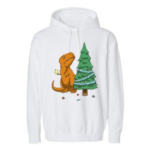 Cute T Rex Christmas Tree Garment-Dyed Fleece Hoodie