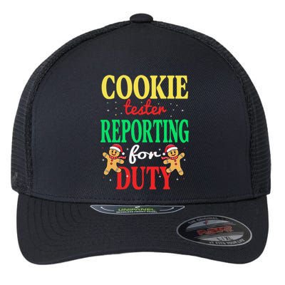 Cookie Tester Reporting Duty Funny Christmas Xmas Flexfit Unipanel Trucker Cap