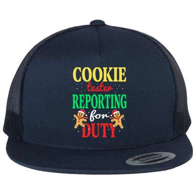 Cookie Tester Reporting Duty Funny Christmas Xmas Flat Bill Trucker Hat