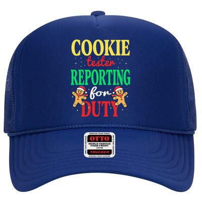 Cookie Tester Reporting Duty Funny Christmas Xmas High Crown Mesh Back Trucker Hat