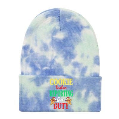 Cookie Tester Reporting Duty Funny Christmas Xmas Tie Dye 12in Knit Beanie