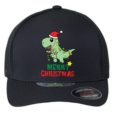 Cute T Rex Merry Christmas Dinosaur Tree Rex Pajama Lights Gift Flexfit Unipanel Trucker Cap