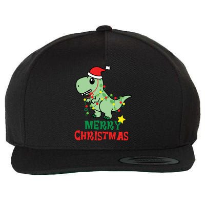 Cute T Rex Merry Christmas Dinosaur Tree Rex Pajama Lights Gift Wool Snapback Cap