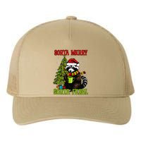 Christmas Tree Raccoon Santa Coffee Sorta Merry Feral Funny Yupoong Adult 5-Panel Trucker Hat