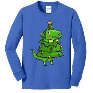 Cute Tree Rex Gift Funny Dinosaur Christmas Gift Kids Long Sleeve Shirt