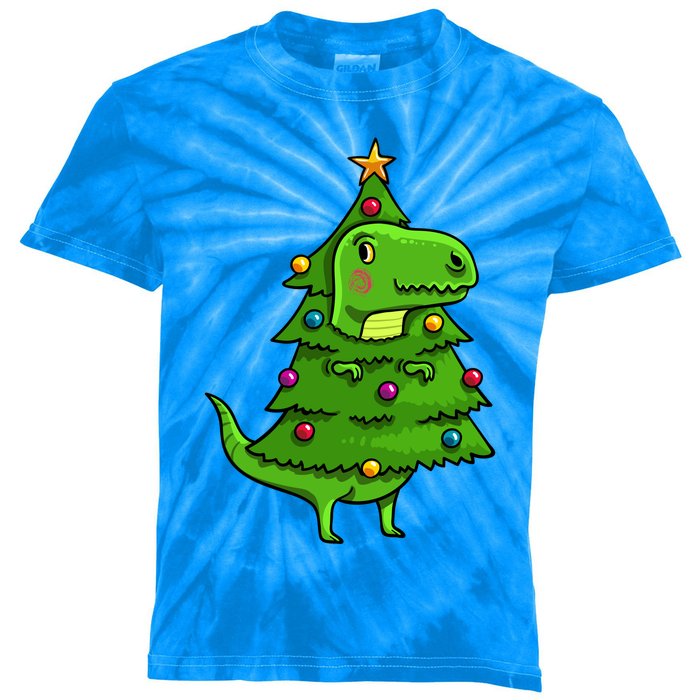 Cute Tree Rex Gift Funny Dinosaur Christmas Gift Kids Tie-Dye T-Shirt