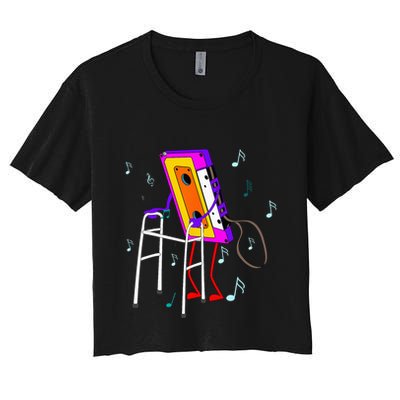 Cassette Tape Retro Vintage 70s 80s 90s Music Crop Top