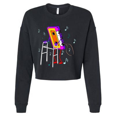 Cassette Tape Retro Vintage 70s 80s 90s Music Cropped Pullover Crew