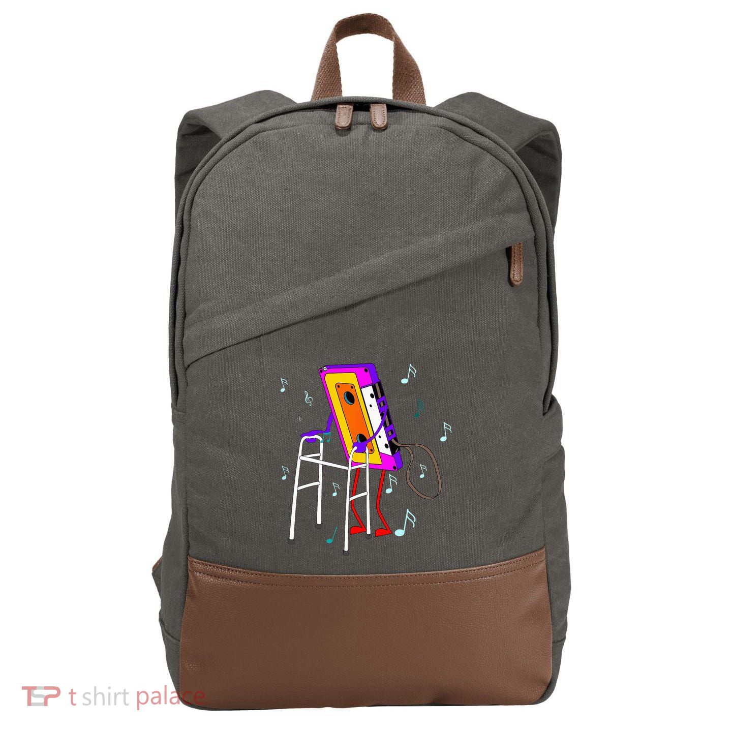 Cassette Tape Retro Vintage 70s 80s 90s Music Cotton Canvas Backpack