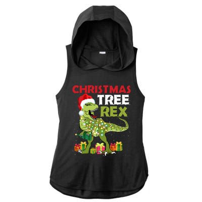 Christmas Tree Rex Trex Dinosaur Cool Gift Ladies PosiCharge Tri-Blend Wicking Draft Hoodie Tank