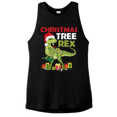 Christmas Tree Rex Trex Dinosaur Cool Gift Ladies PosiCharge Tri-Blend Wicking Tank