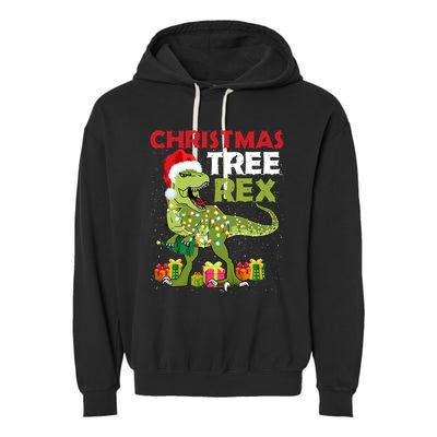 Christmas Tree Rex Trex Dinosaur Cool Gift Garment-Dyed Fleece Hoodie