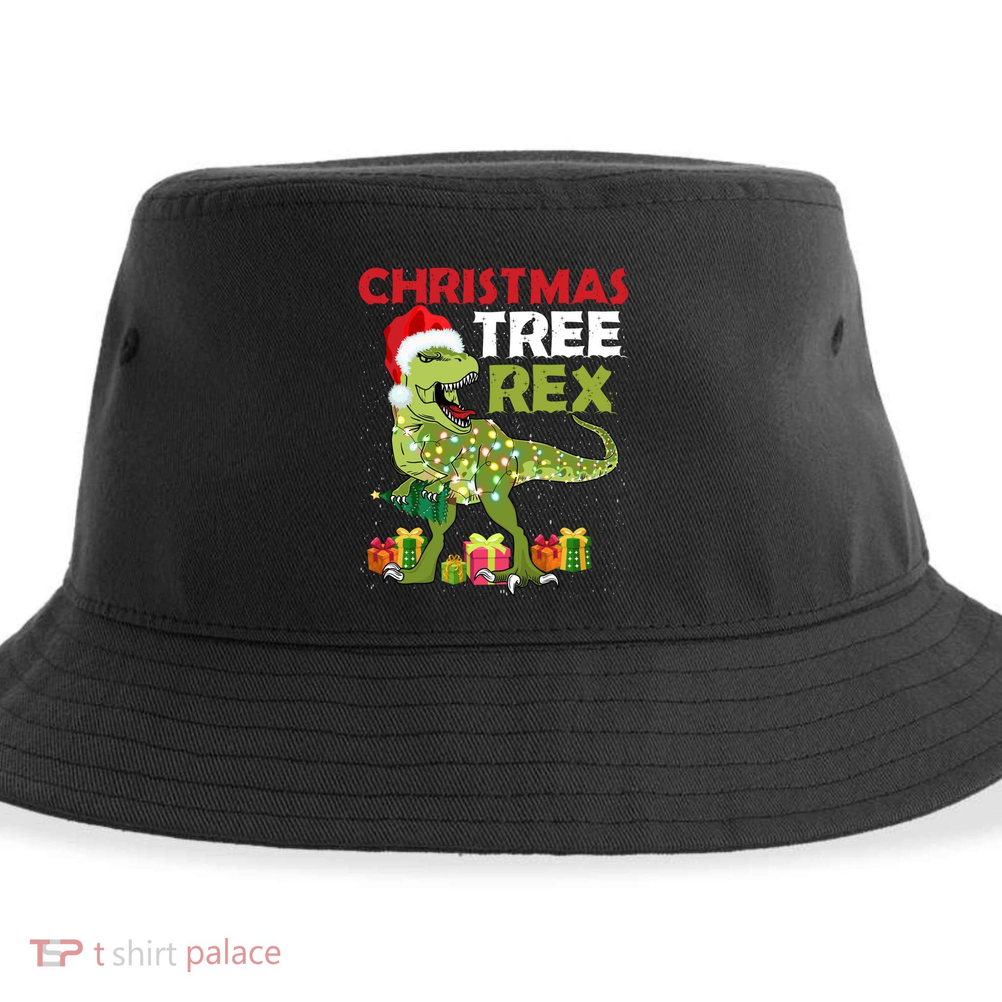 Christmas Tree Rex Trex Dinosaur Cool Gift Sustainable Bucket Hat
