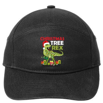 Christmas Tree Rex Trex Dinosaur Cool Gift 7-Panel Snapback Hat