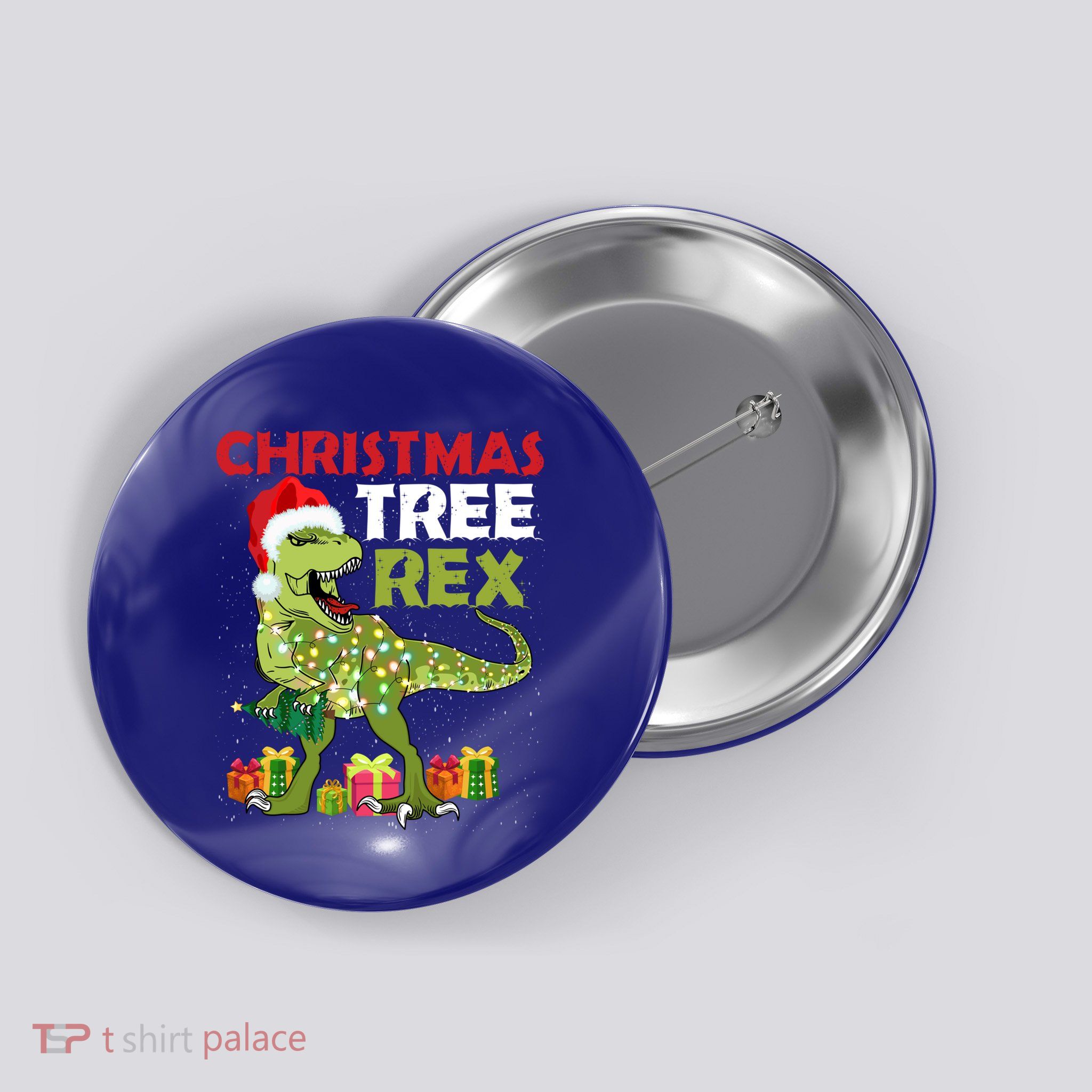 Christmas Tree Rex Trex Dinosaur Cool Gift Button
