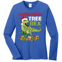 Christmas Tree Rex Trex Dinosaur Cool Gift Ladies Long Sleeve Shirt