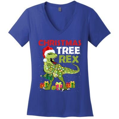 Christmas Tree Rex Trex Dinosaur Cool Gift Women's V-Neck T-Shirt