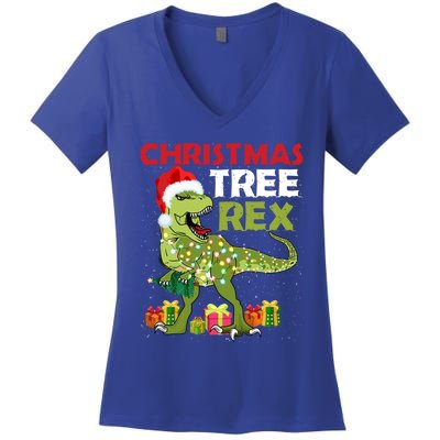 Christmas Tree Rex Trex Dinosaur Cool Gift Women's V-Neck T-Shirt