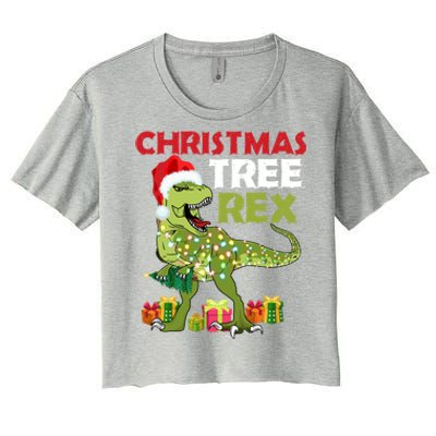 Christmas Tree Rex Trex Dinosaur Cool Gift Women's Crop Top Tee