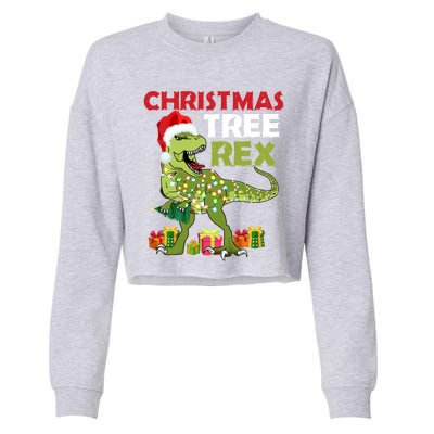 Christmas Tree Rex Trex Dinosaur Cool Gift Cropped Pullover Crew