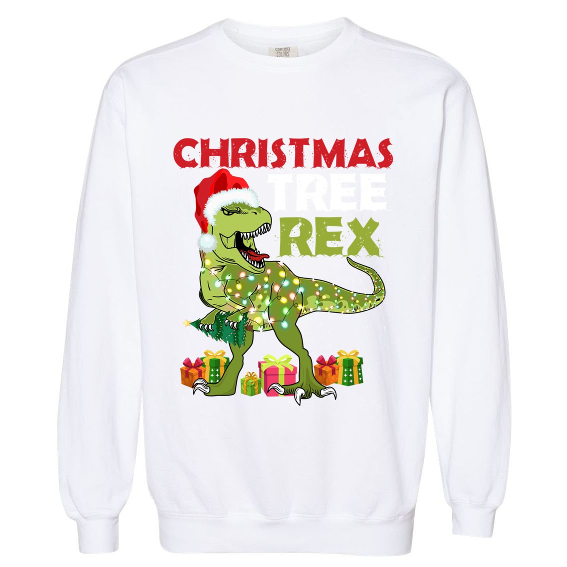 Christmas Tree Rex Trex Dinosaur Cool Gift Garment-Dyed Sweatshirt