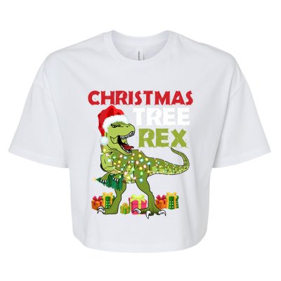 Christmas Tree Rex Trex Dinosaur Cool Gift Bella+Canvas Jersey Crop Tee