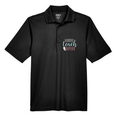 Coffee Teach Repeat - Cute Coffee Lover Teacher Quote Men's Origin Performance Pique Polo