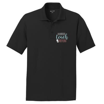 Coffee Teach Repeat - Cute Coffee Lover Teacher Quote PosiCharge RacerMesh Polo