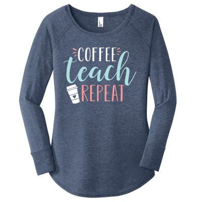 Coffee Teach Repeat - Cute Coffee Lover Teacher Quote Women's Perfect Tri Tunic Long Sleeve Shirt