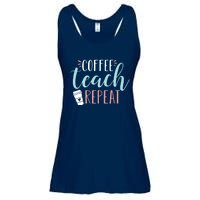 Coffee Teach Repeat - Cute Coffee Lover Teacher Quote Ladies Essential Flowy Tank