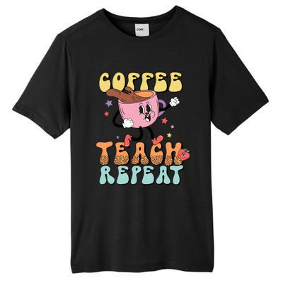 Coffee Teach Repeat Cute Groovy Teacher Retro Leopard Boho Great Gift Tall Fusion ChromaSoft Performance T-Shirt